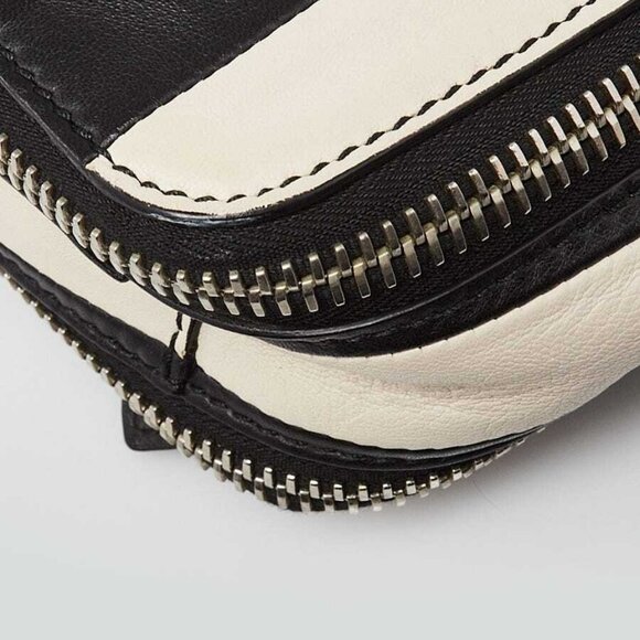 Proenza Schouler Black/White Striped Leather Mini Zip Around PS1 Crossbody Bag - Picture 4 of 11